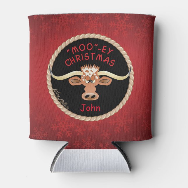 Enfriador De Latas Comical Longhorn Steer (Anverso)