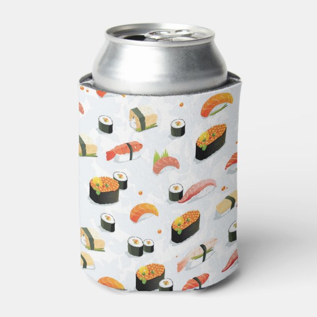 Enfriador De Latas Comida japonesa: Patrón de sushi (Lata Anverso)