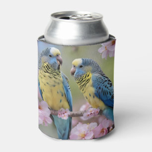 Enfriador De Latas "Compañeros vibrantes: Budgies azules y amarillos"