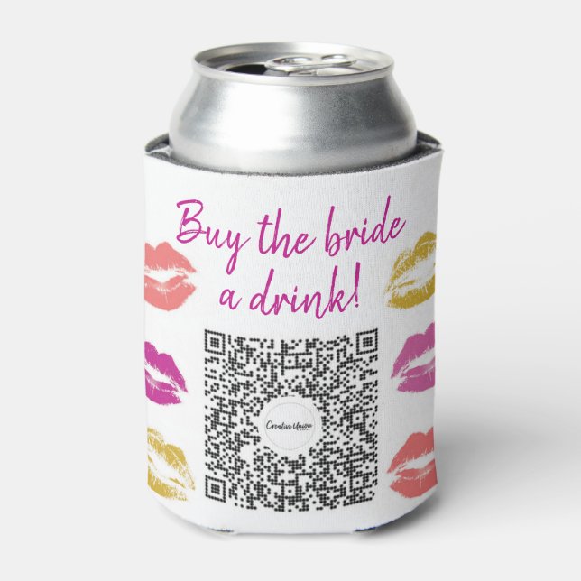Enfriador De Latas Compra a la novia Una bebida código QR Bachelorett (Lata Anverso)
