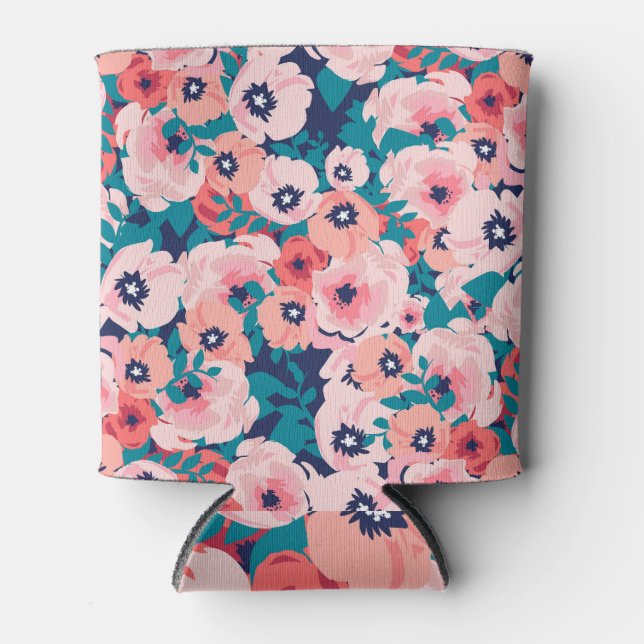 Enfriador De Latas Comprimido Floral de acuarela: Peonies de época. (Anverso)