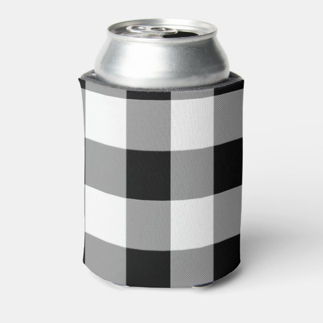 Enfriador De Latas Comprobación de búfalo en blanco y negro (Reverso de la lata)