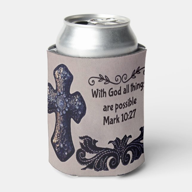 Enfriador De Latas Con Dios todas las cosas posibles (Lata Anverso)