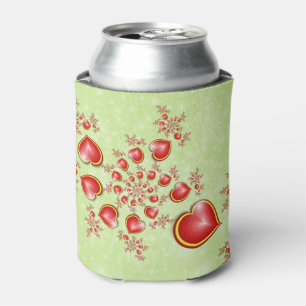 Enfriador De Latas Con mucho amor Corazón Rojo Amarillo Arte Fractal
