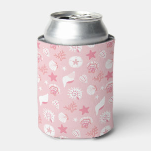 Enfriador De Latas Conchas de mar y coral de color rosa pastel sin co