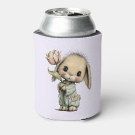 Enfriador De Latas Conejito Lindo Sosteniendo un Tulipán