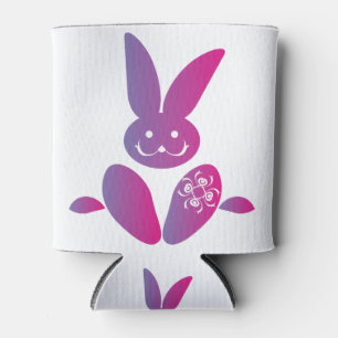 Enfriador De Latas Conejo Animal Rosa Conejos Felices Sentados En Pai