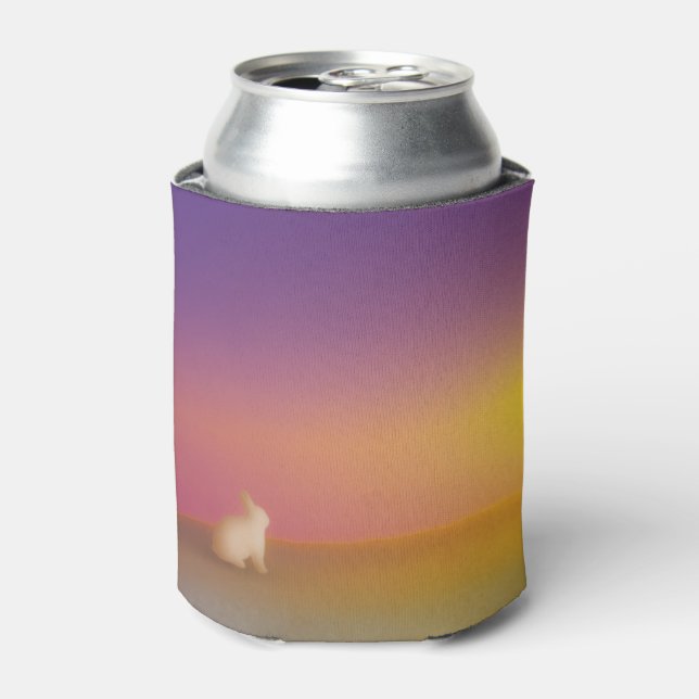 Enfriador De Latas Conejo conejo blanco lindo en la colina de Grassy  (Lata Anverso)