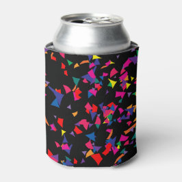 Enfriador De Latas Confeti Lluvia Colorido Patrón Arcoíris sobre Negr