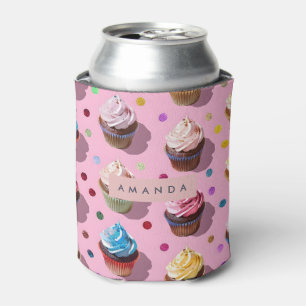 Enfriador De Latas Confeti Personalizado de Cupcake Lluvia de Colores