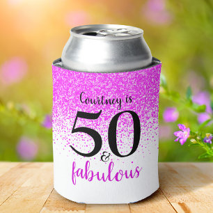 Enfriador De Latas Confeti rosa divertido 50 y fabuloso nombre person