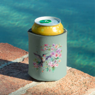 Enfriador De Latas Conjunto De Cuatro Hummingbirds Floral Wreath
