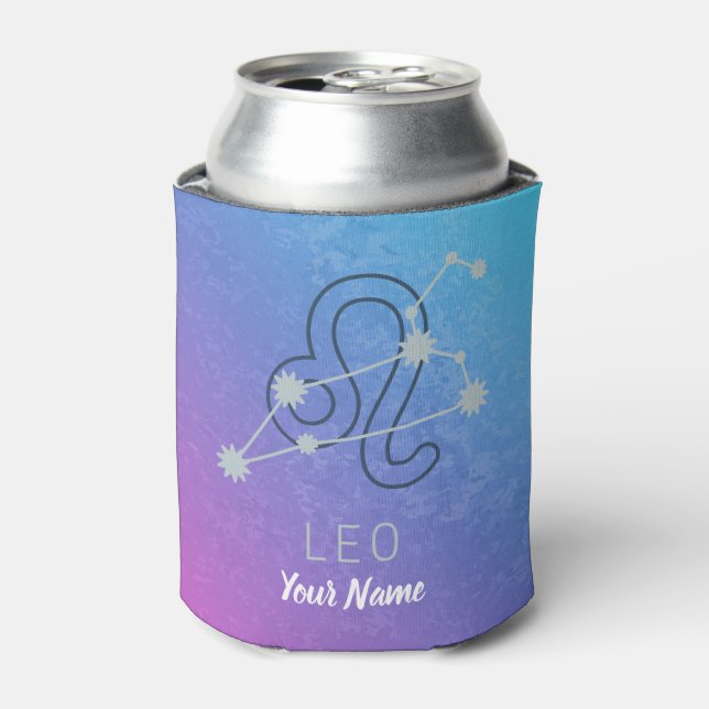 Enfriador De Latas Constelación de la estrella del Zodiaco Leo Signo  (Lata Anverso)
