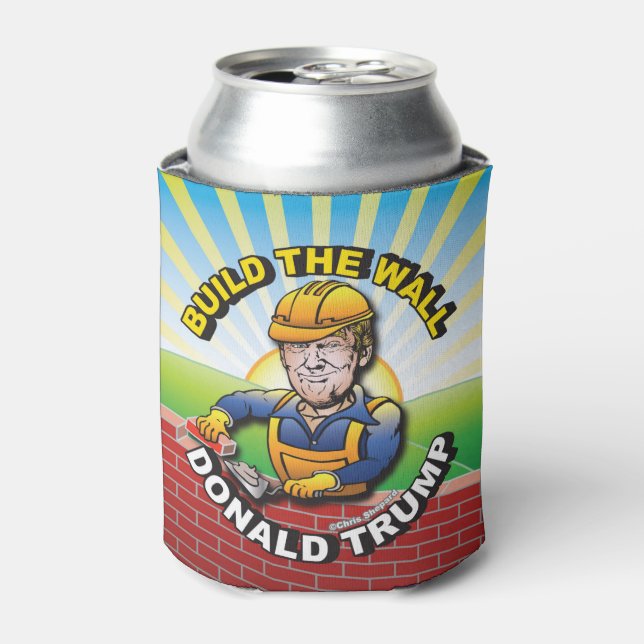 ENFRIADOR DE LATAS CONSTRUIR LA PARED DONALD TRUMP BRICK LAYER MASON  (Lata Anverso)