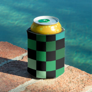 Enfriador De Latas Controles retro de tablero de cheques azul verde