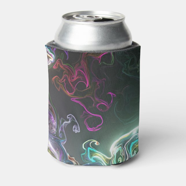 Enfriador De Latas Cool Abstract Neon Liquid Art Black (Reverso de la lata)