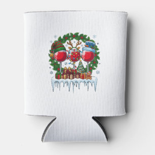 Enfriador De Latas Copas de vino rojas de Navidad Corona de acebo Hom