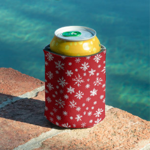 Enfriador De Latas Copos de nieve rojos y blancos