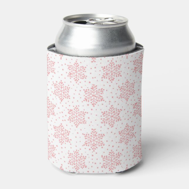 Enfriador De Latas Copos de nieve rosados (Lata Anverso)