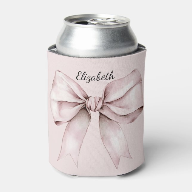 Enfriador De Latas Coqueta estética arco rosa Nombre personalizado (Lata Anverso)