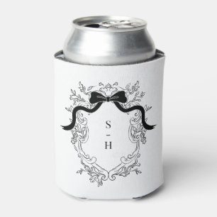 Enfriador De Latas Coquette Bow Escudo Monograma Favor de la Boda Fra