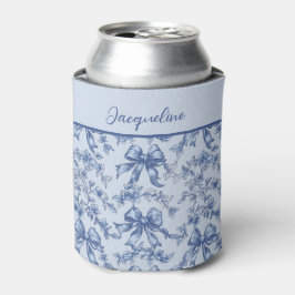Enfriador De Latas Coquette French Blue Toile Bride Bachelorette