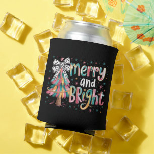 Enfriador De Latas Coquette Purpurina Árbol de Navidad Merry y Bright