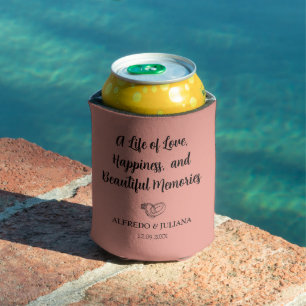 Enfriador De Latas Coral Elegant Wedding Cheys to Love Can