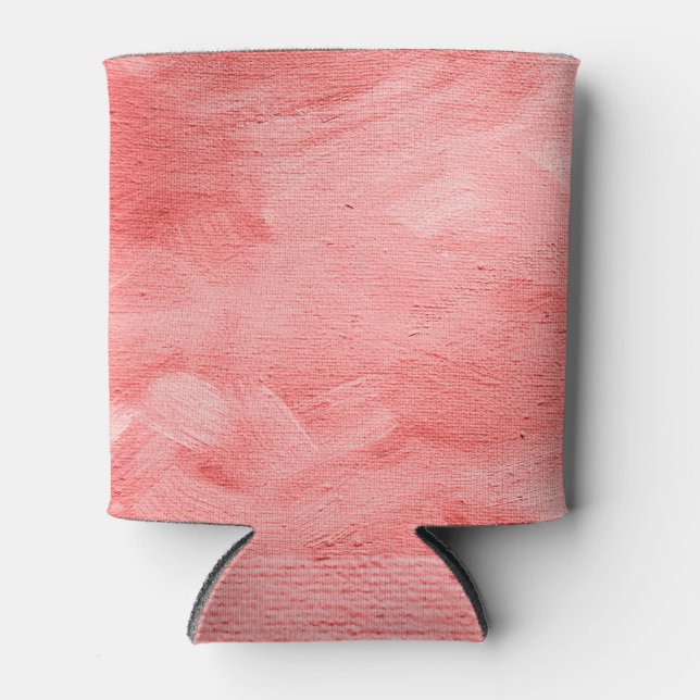 Enfriador De Latas Coral vivo, textura de pintura al aceite. (Anverso)