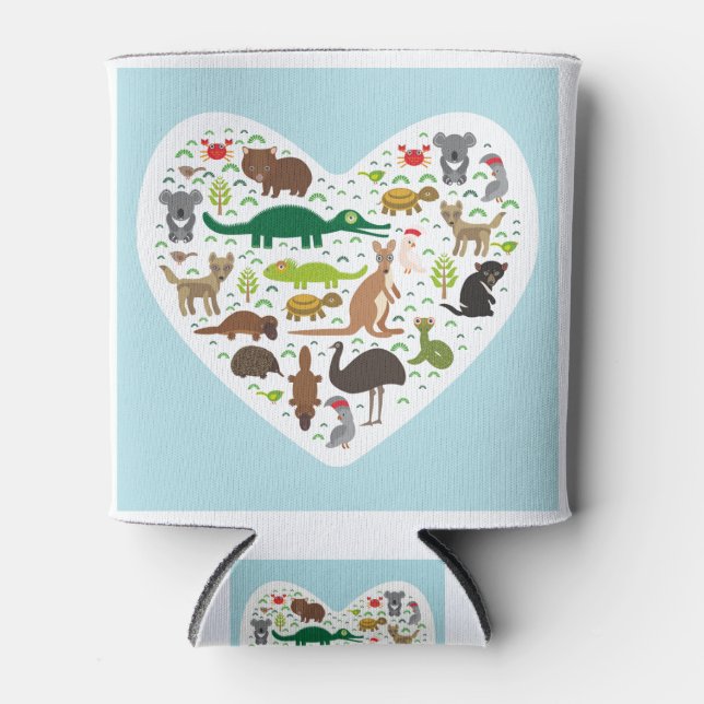 Enfriador De Latas Corazón animal australiano (Anverso)