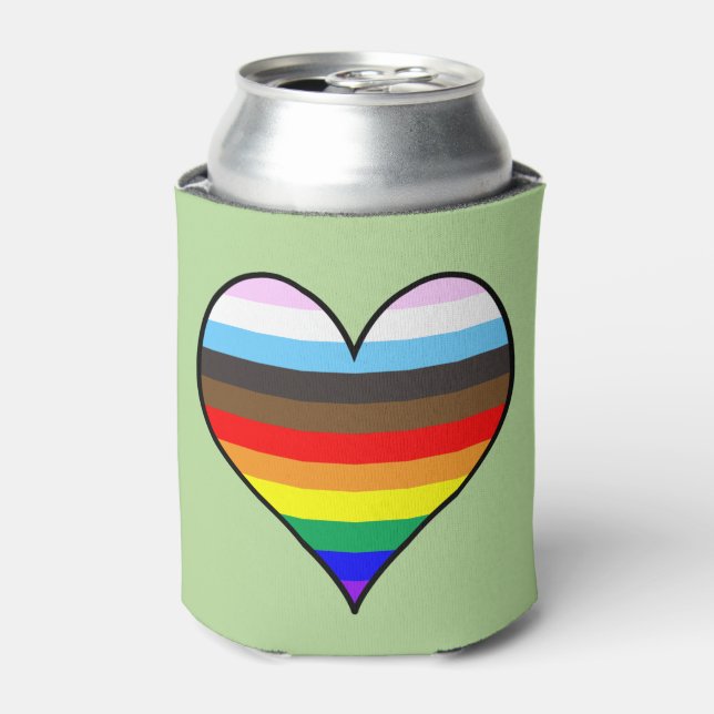Enfriador De Latas Corazón arcoiris (Lata Anverso)