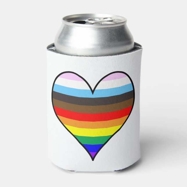 Enfriador De Latas Corazón arcoiris (Lata Anverso)