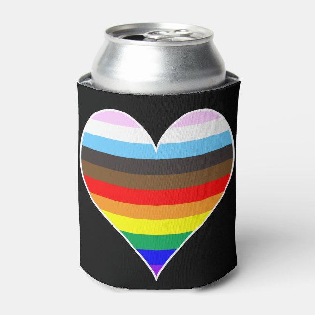 Enfriador De Latas Corazón arcoiris (Lata Anverso)