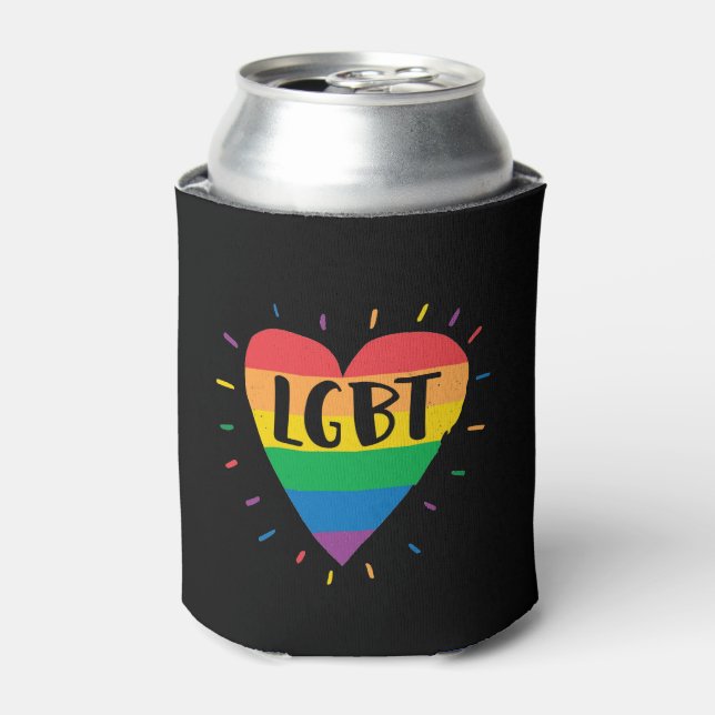 Enfriador De Latas Corazón arcoiris LGBT (Lata Anverso)