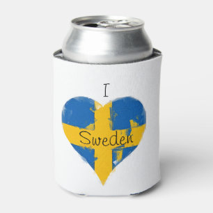Enfriador De Latas Corazón Bandera sueca de Suecia