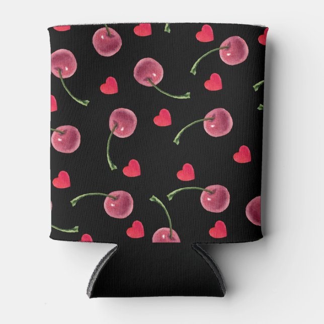 Enfriador De Latas Corazón de cerezo acuarela (Anverso)