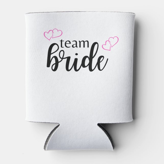 Enfriador De Latas Corazón doble Team Bride - letras negras (Anverso)
