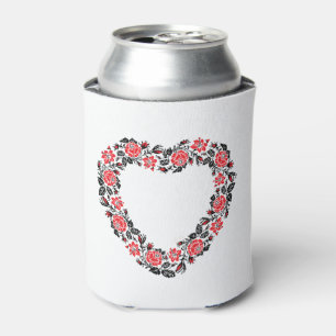 Enfriador De Latas Corazón original de flores rojas costillas