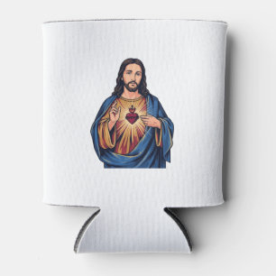 Enfriador De Latas Corazón Sagrado Grabado Vintage Vector Religioso D