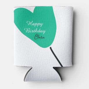 Enfriador De Latas Corazón verde feliz cumpleaños globo blanco negro 