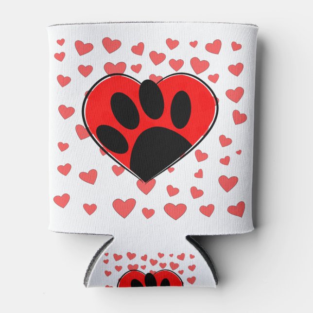 Enfriador De Latas Corazones de Perro por todas partes (Anverso)