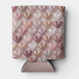 Enfriador De Latas Corazones de Rosa Dorado Perlado Metálico para Lat