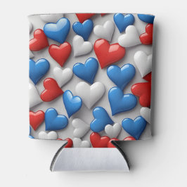 ENFRIADOR DE LATAS CORAZONES PATRIÓTICOS BLANCO Y AZUL AMERICANO