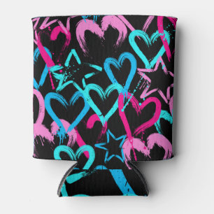 Enfriador De Latas Corazones y estrellas brillantes, patrón sin fisur