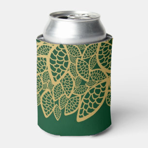 Enfriador De Latas Cordón de oro de la hoja en fondo verde