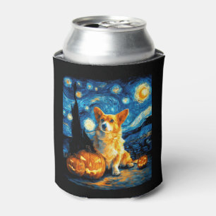 Enfriador De Latas Corgi Dog Lovers Pintura de la noche estrellada de