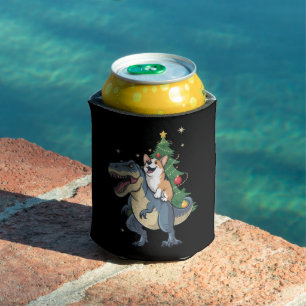 Enfriador De Latas Corgi Navidad Dinosaurio Árbol Rex Fiesta de Navid