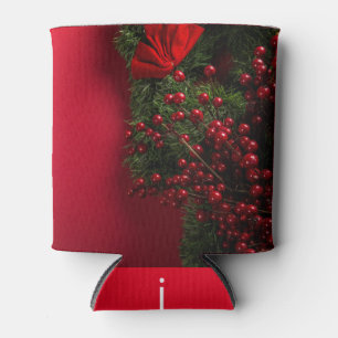 Enfriador De Latas corona de Navidad con bayas rojas