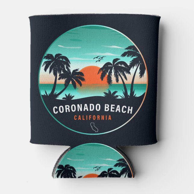Enfriador De Latas Coronado Beach California Retro Sunset Souvenirs (Anverso)