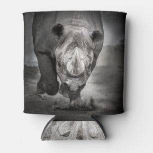Enfriador De Latas Corriendo Rhinoceros: Retrato Animal Salvaje.